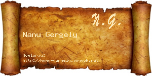 Nanu Gergely névjegykártya